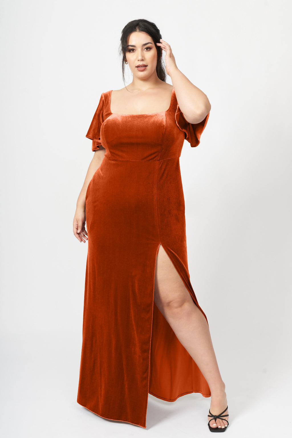 burnt orange plus size dress Velvet Burnt Orange