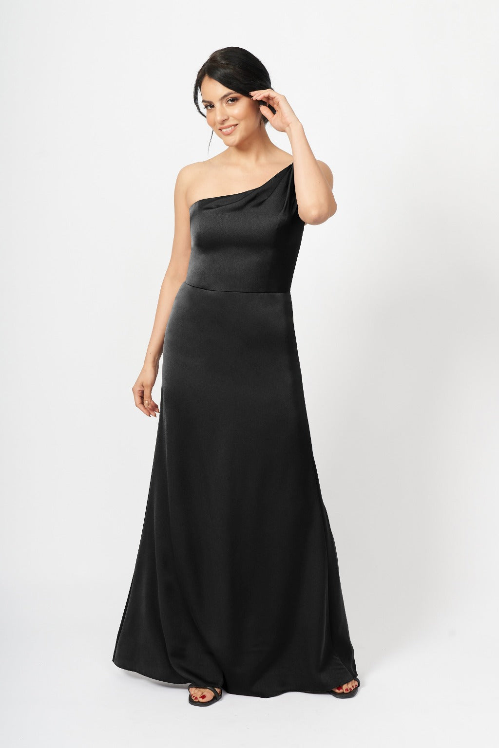 juniper satin bridesmaid dresses Black COLOR:Cream High Neck Halter Corset Hips 91cm YGroup_14842479411565