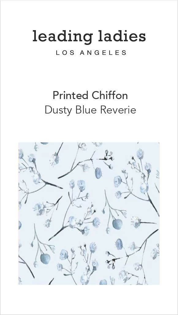 Swatch - NEW! Printed Chiffon in Dusty Blue Reverie
