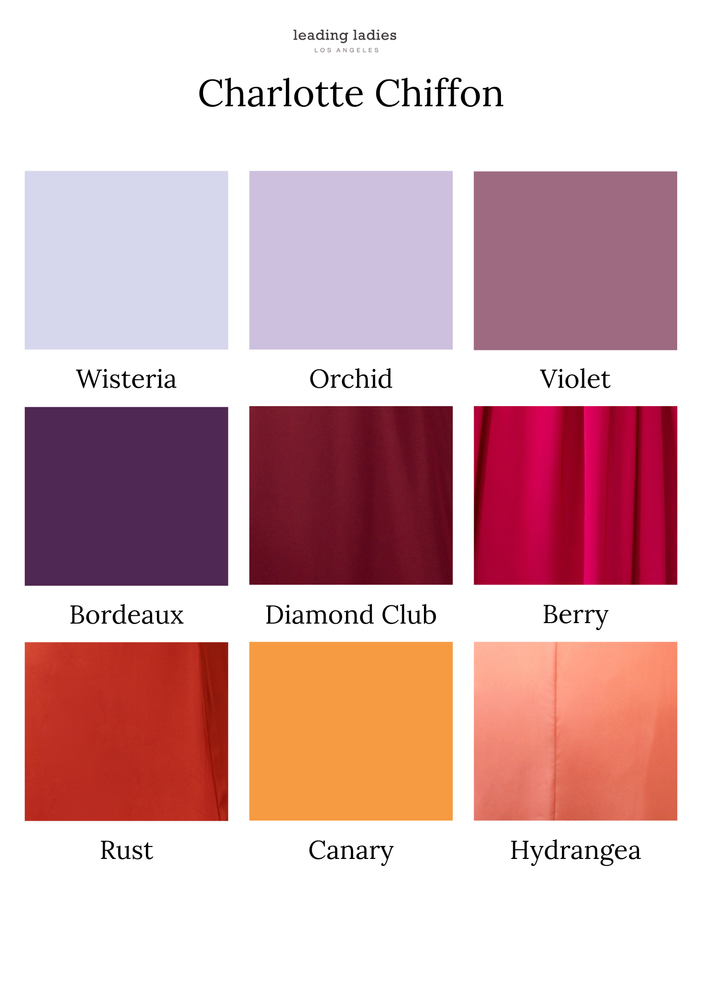 Swatch Page - Chiffon Purples + Reds