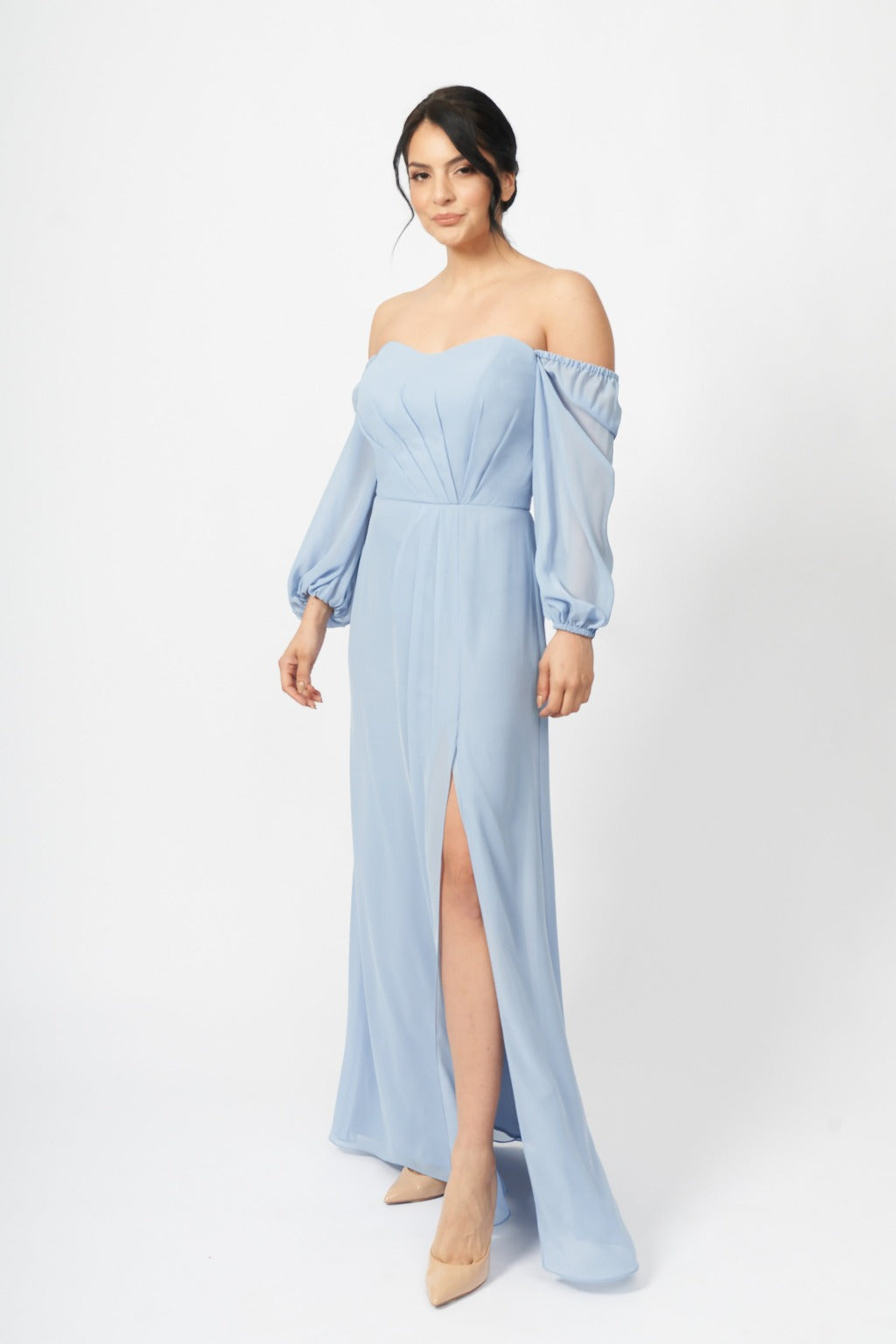 Whisper light off clearance the shoulder ruffle dress