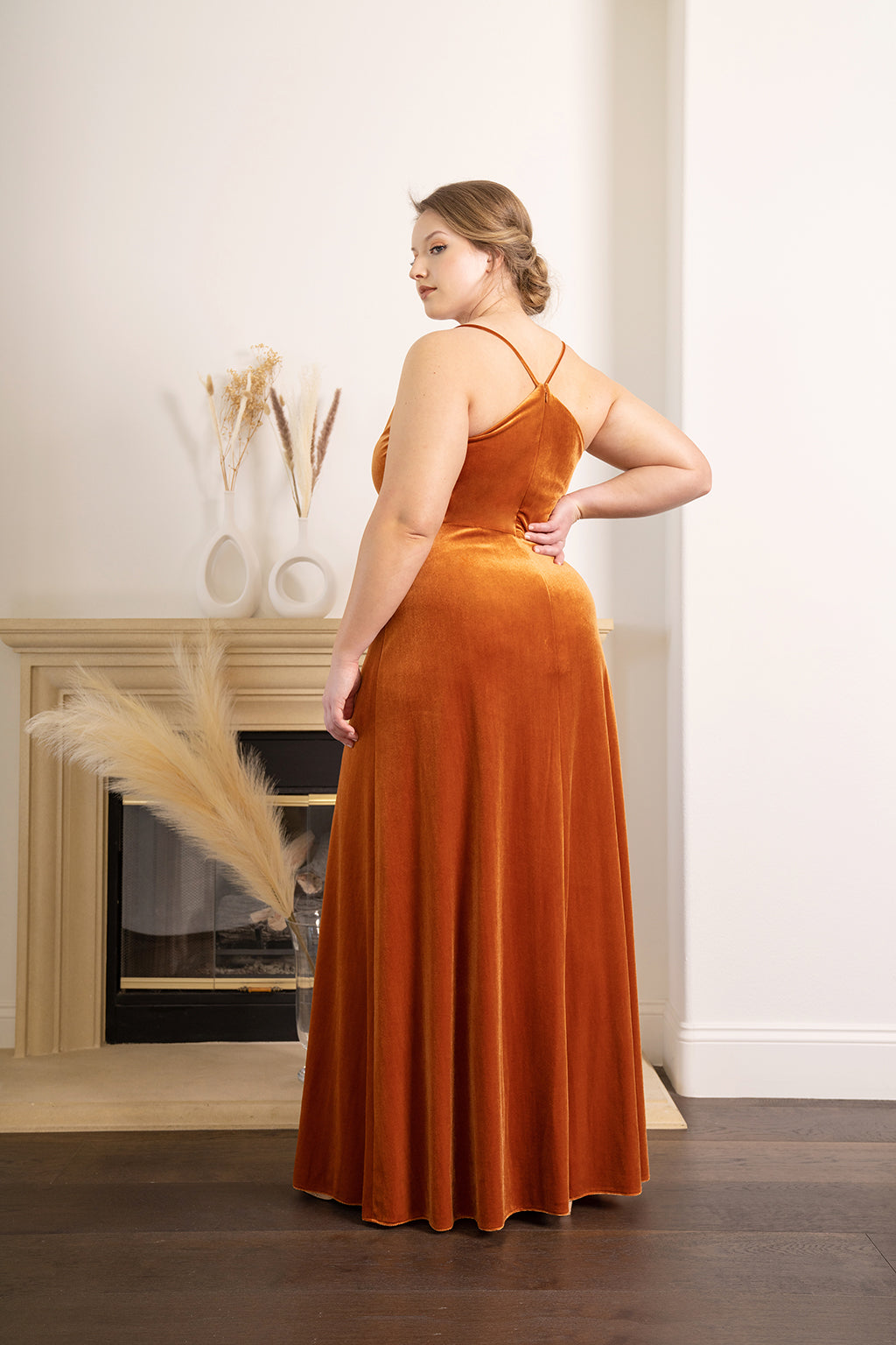 Velvet burnt orange clearance dress